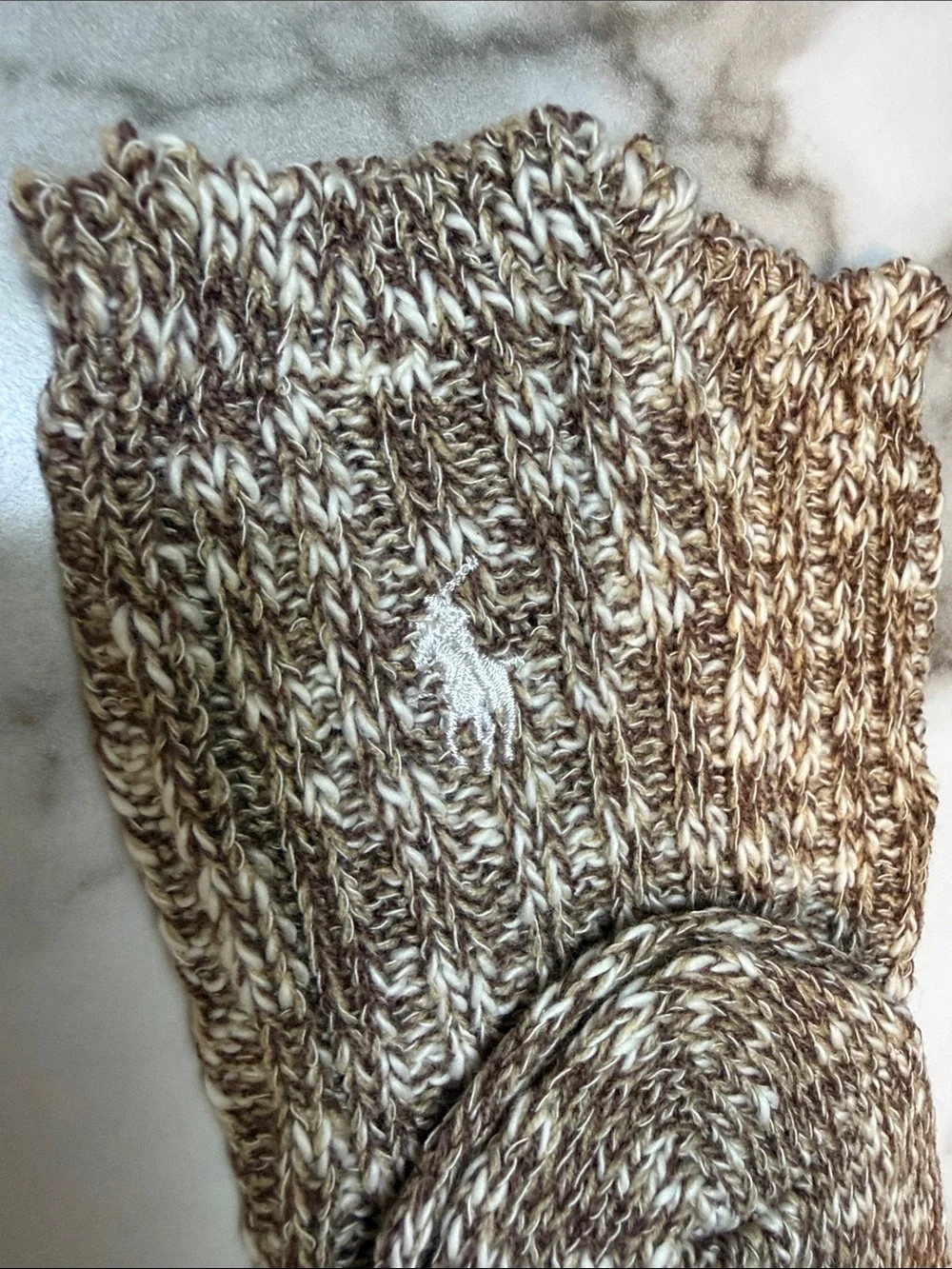 Polo Ralph Lauren Brown Marled Boot Socks Cozy Winter Cabin Style